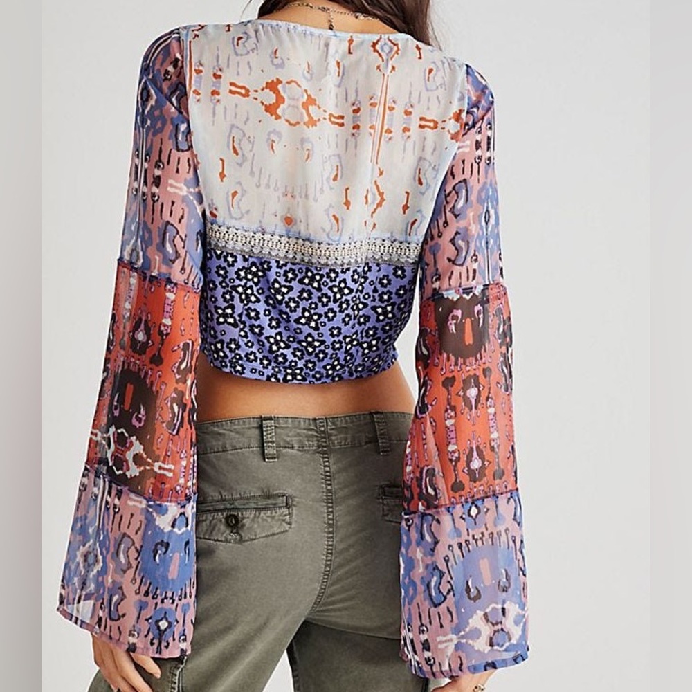 Free People Multicolor Patchwork Style Blouse - image 3